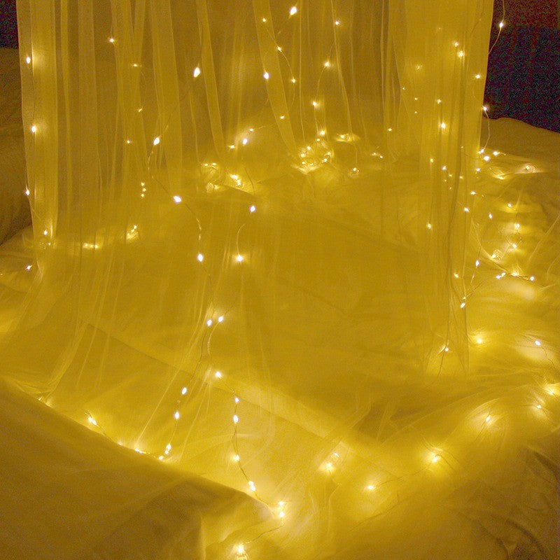 Lysgardin med LED, 3 x 3 meter og 304 lys til vindu og vegg