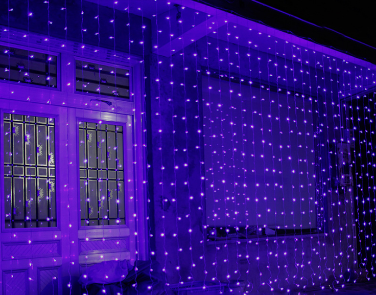 Lysgardin med LED, 3 x 3 meter og 304 lys til vindu og vegg