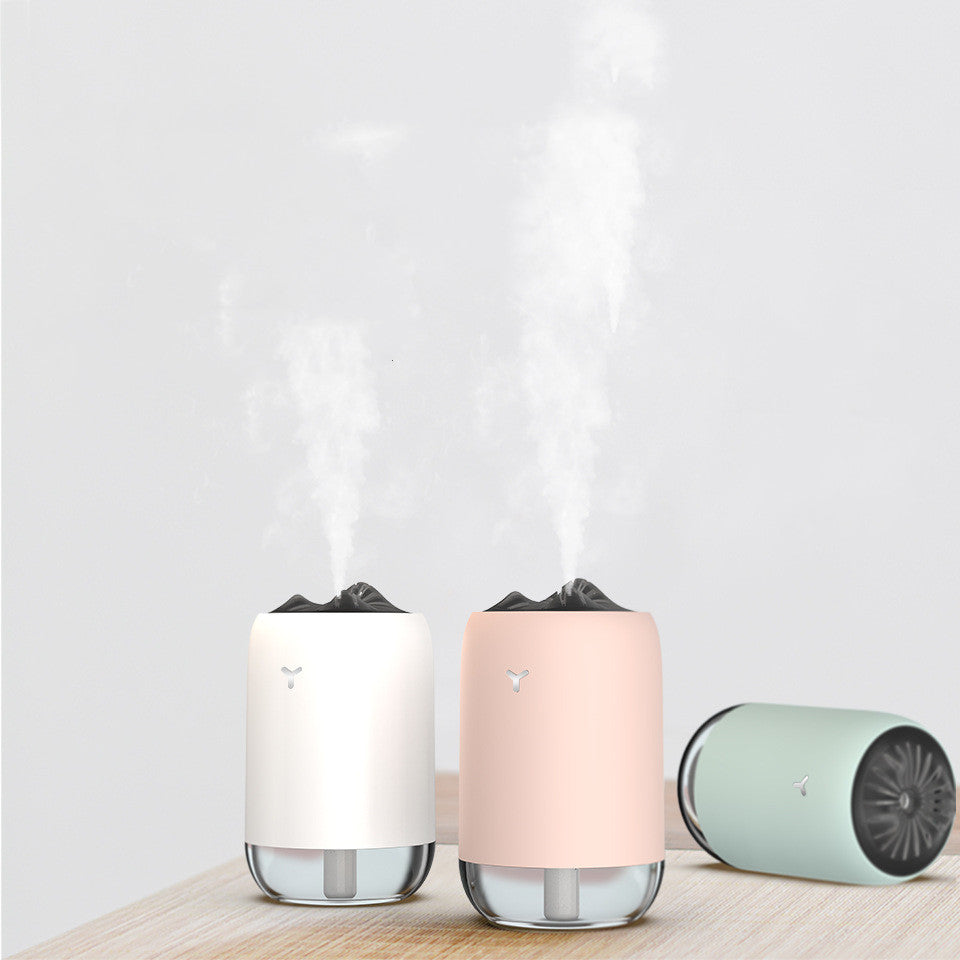 Luftfukter med flammeeffekt, ultralyd og USB, 2 W, i tre farger