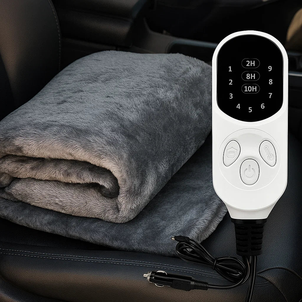 Koslund™ Elektrisk varmepledd til bil 12V med 9 nivåer og timer