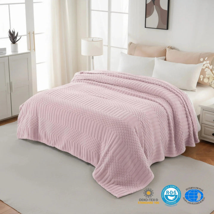 Koslund™ Fluffy fleecepledd i plys for sofa, lenestol og seng