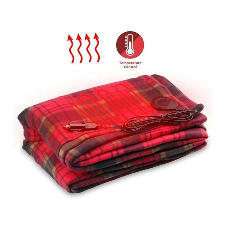 Koslund™ Varmeteppe for bil 12V i myk fleece til kalde turer