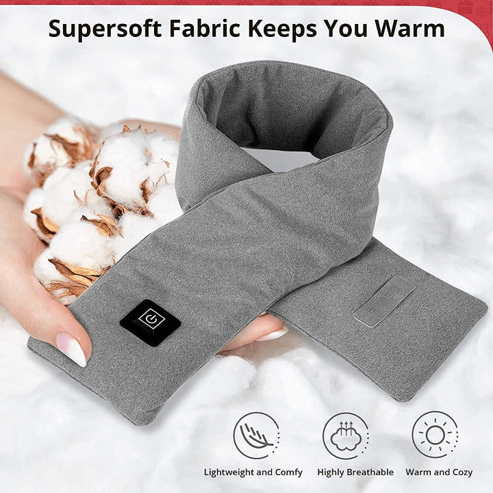 Koslund™ USB-oppvarmet skjerf i fløyel med 3 varmenivåer opptil 52°C