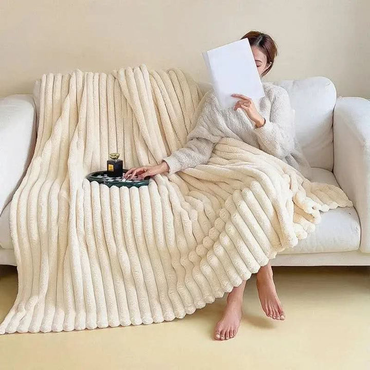 Koslund™ Strukturert plysjpledd for en koselig seng og sofa