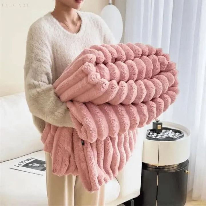 Koslund™ Strukturert plysjpledd for en koselig seng og sofa