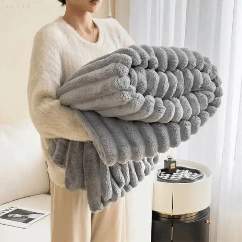Koslund™ Strukturert plysjpledd for en koselig seng og sofa