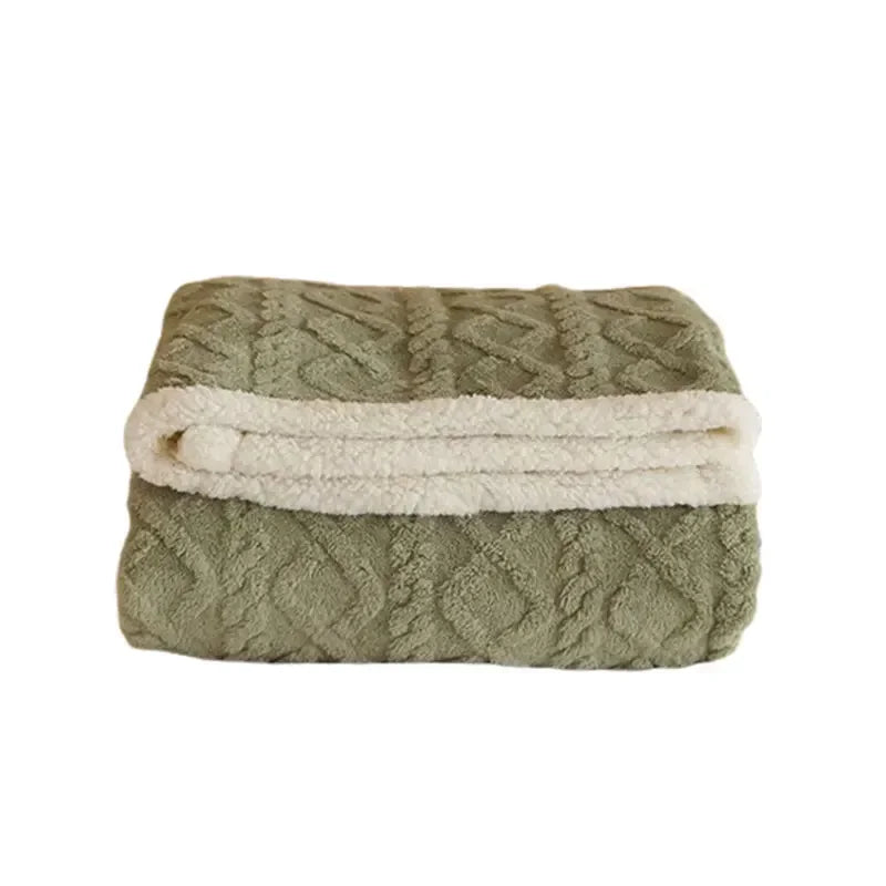 Dobbeltsidig pledd i fleece og lammeull for kalde kvelder