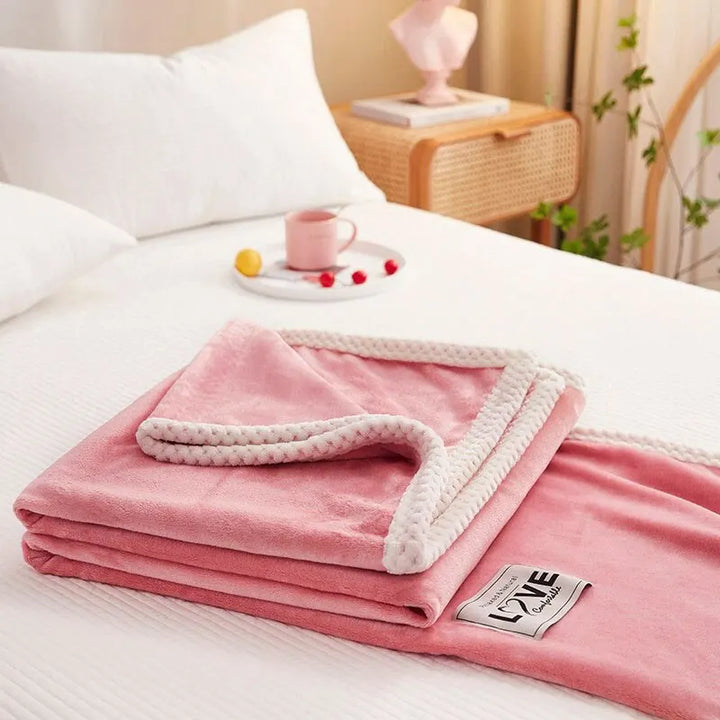 Koslund™ Ultramykt og lett fleecepledd i flanell, rosa