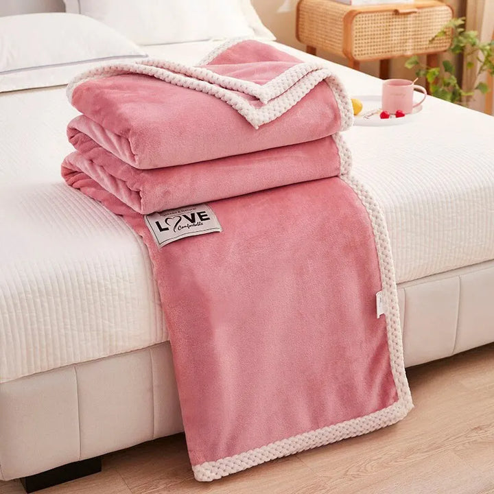 Koslund™ Ultramykt og lett fleecepledd i flanell, rosa