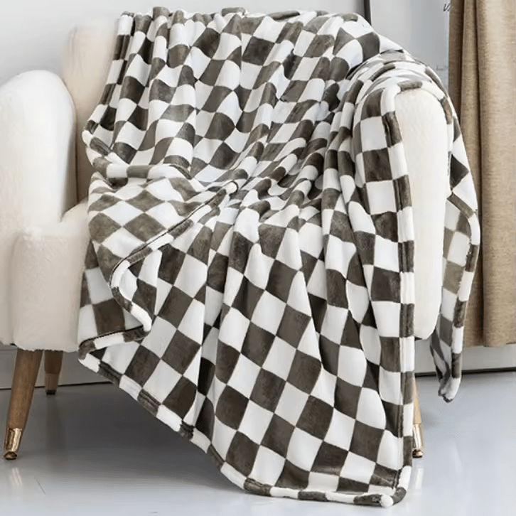 Rutete pledd i flanellfleece, mykt og nuppefritt