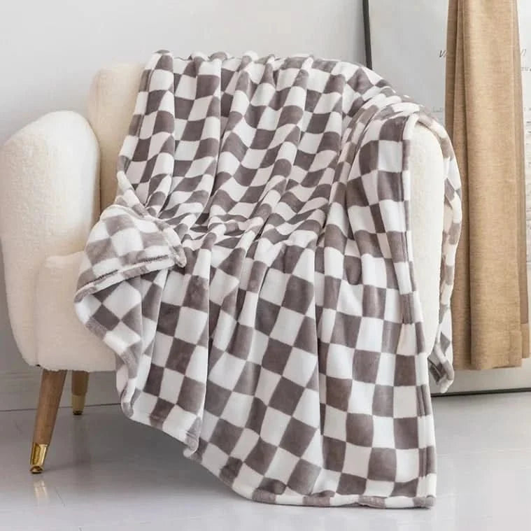Rutete pledd i flanellfleece, mykt og nuppefritt