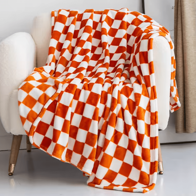 Rutete pledd i flanellfleece, mykt og nuppefritt