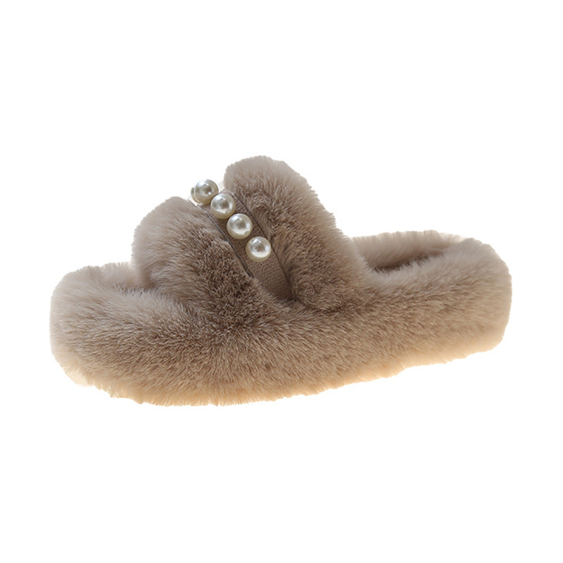 Koslund™ Luftige åpne tøfler med elegante perledetaljer