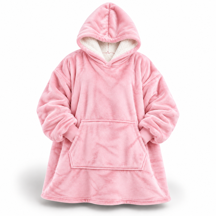 Koslund™ Ultramyk oversized sherpa-hettepledd med stor lomme