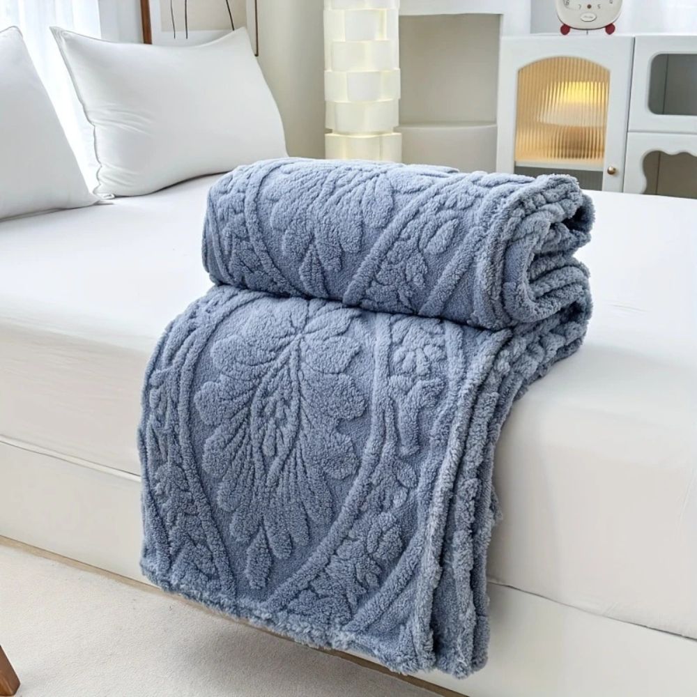 Koslund™ Fleecepledd i jacquard med geometrisk struktur i fire størrelser