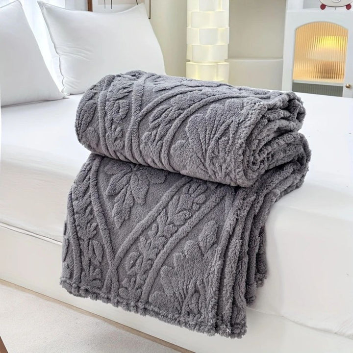 Koslund™ Fleecepledd i jacquard med geometrisk struktur i fire størrelser
