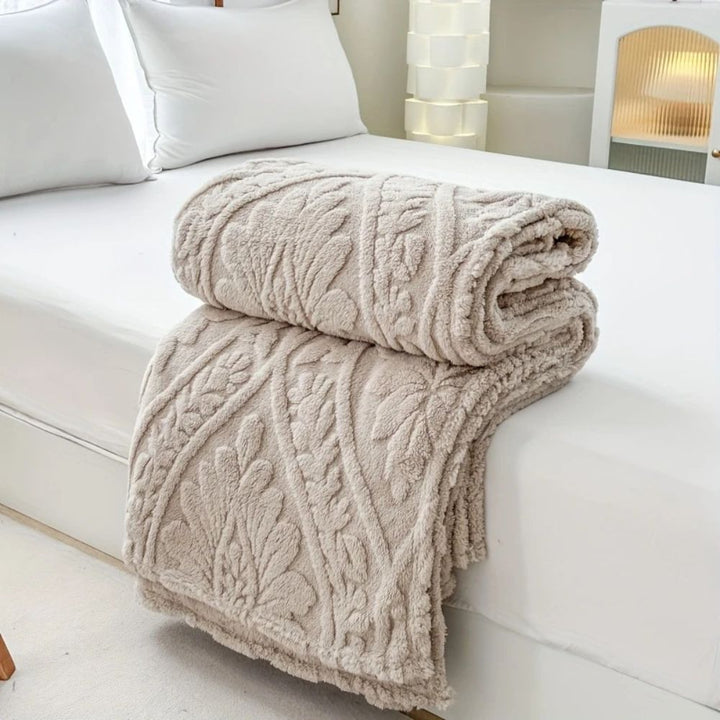 Koslund™ Fleecepledd i jacquard med geometrisk struktur i fire størrelser