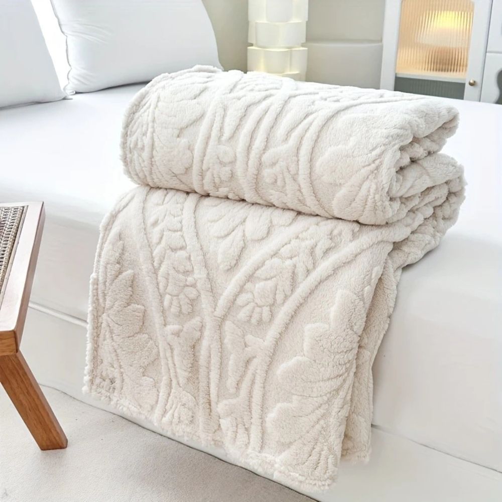Koslund™ Fleecepledd i jacquard med geometrisk struktur i fire størrelser