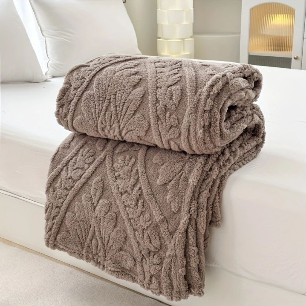 Koslund™ Fleecepledd i jacquard med geometrisk struktur i fire størrelser