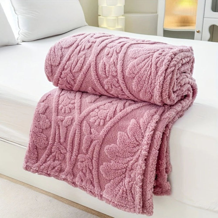 Koslund™ Fleecepledd i jacquard med geometrisk struktur i fire størrelser