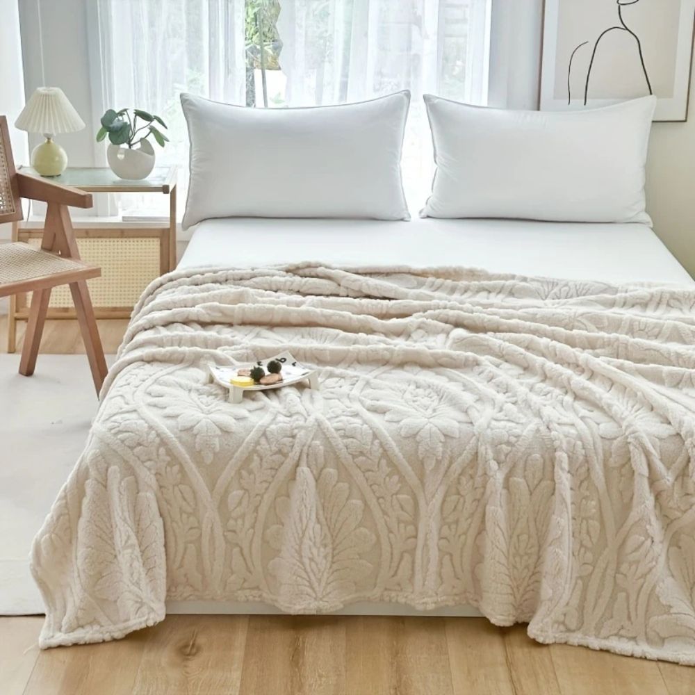 Koslund™ Fleecepledd i jacquard med geometrisk struktur i fire størrelser