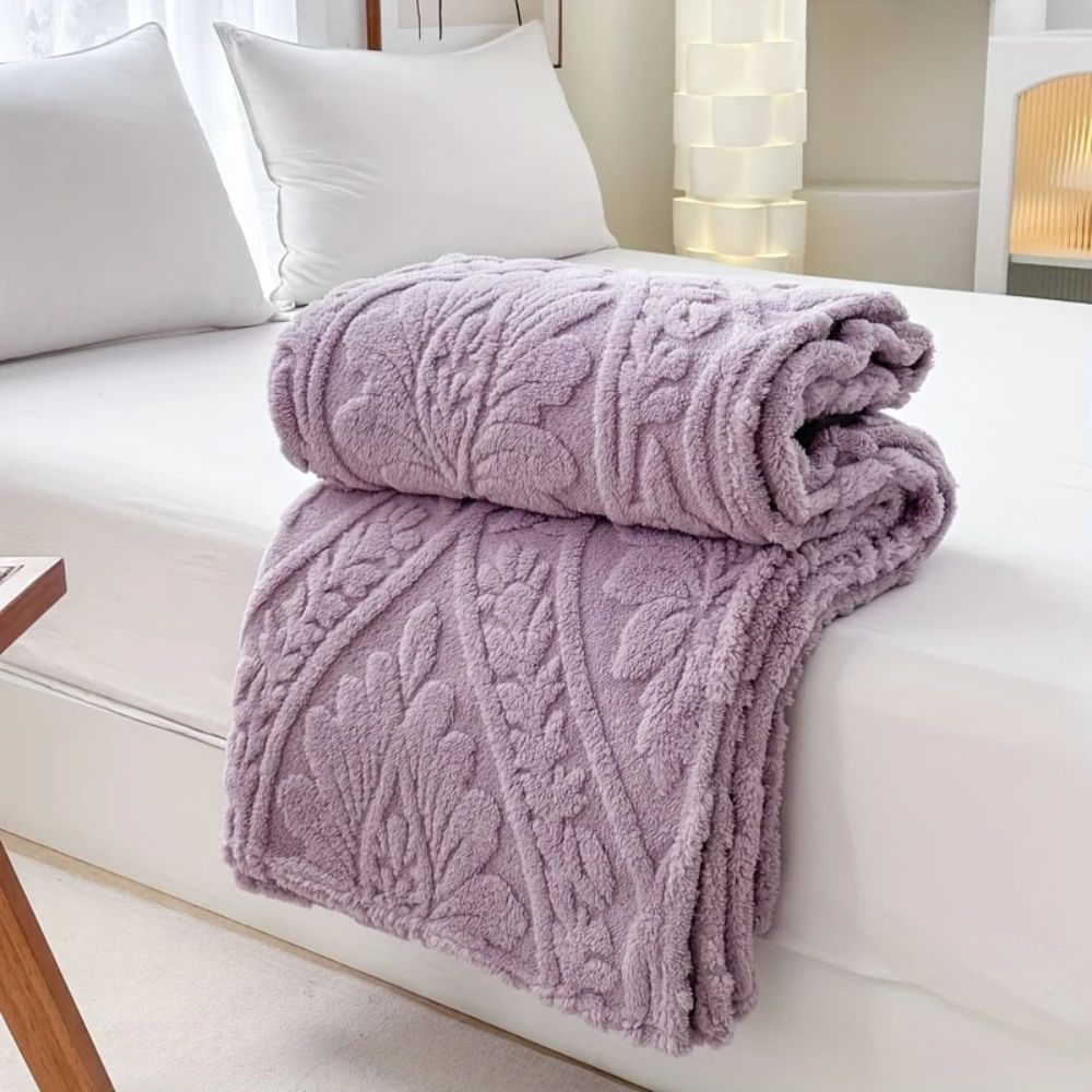 Koslund™ Fleecepledd i jacquard med geometrisk struktur i fire størrelser