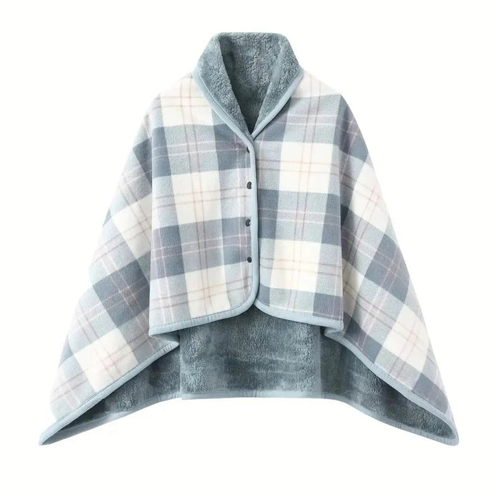 Koslund™ Rutete pledd med trykknapper – poncho, cape eller skjørt