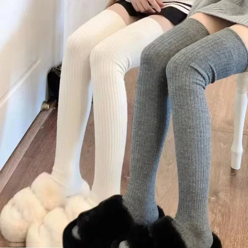 Koslund™ Tykke overknestrømper dame i klassiske ensfargede toner