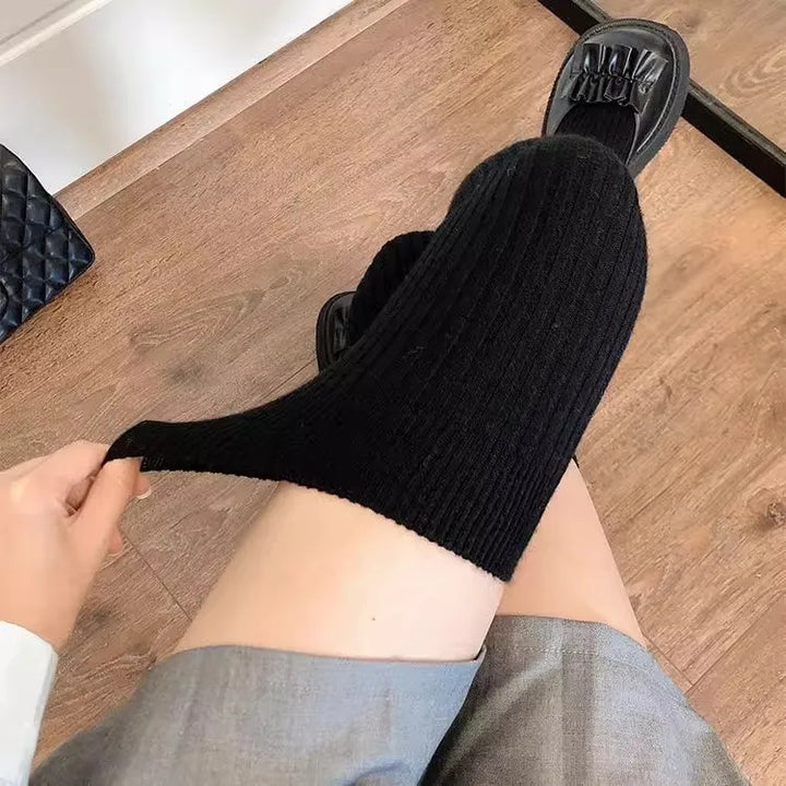 Koslund™ Tykke overknestrømper dame i klassiske ensfargede toner