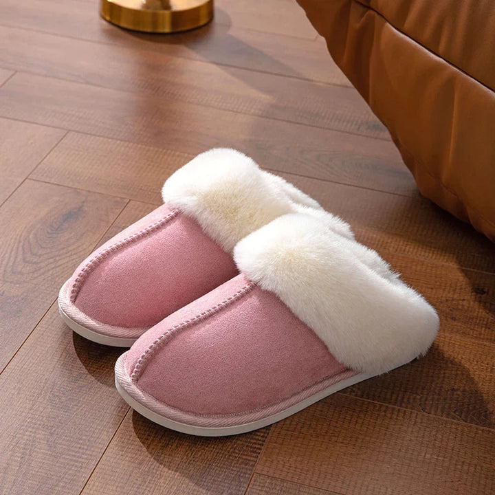 Koslund™ Fluffy tøfler i fuskepels for dame med dempet såle