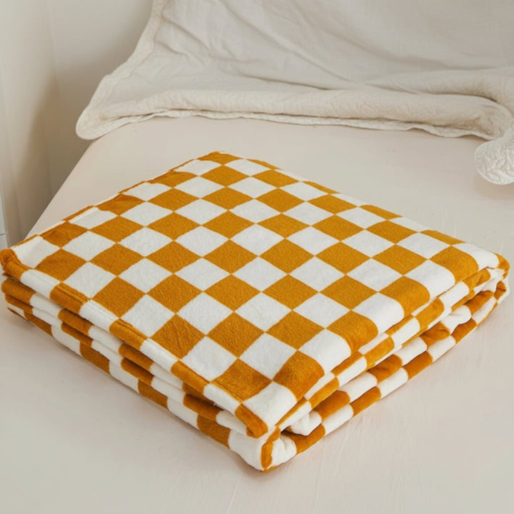 Rutete pledd i flanellfleece, mykt og nuppefritt