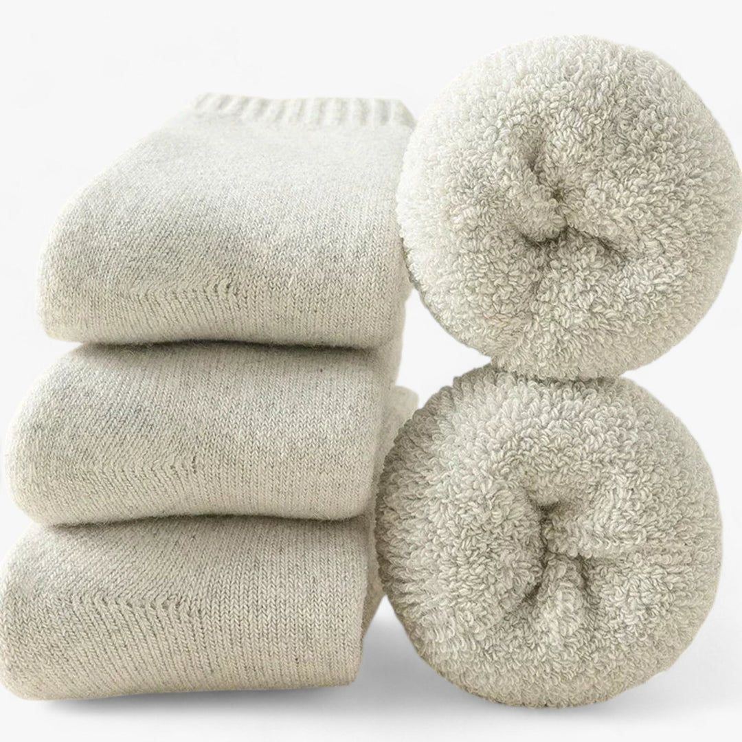 Koslund™ Varme ullsokker med kasjmir, 3 par – med fleecefrotté