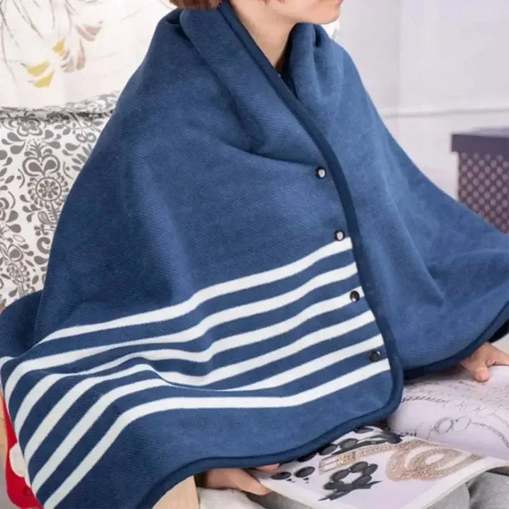 Koslund™ Rutete pledd med trykknapper – poncho, cape eller skjørt