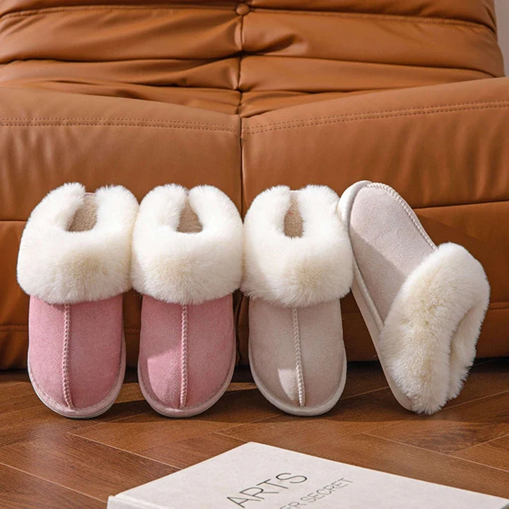 Koslund™ Fluffy tøfler i fuskepels for dame med dempet såle