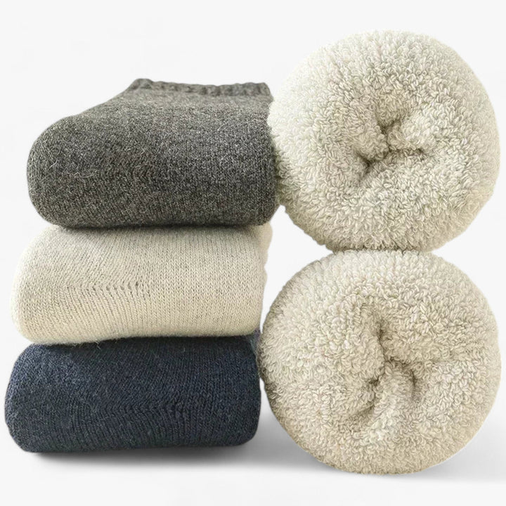 Koslund™ Varme ullsokker med kasjmir, 3 par – med fleecefrotté