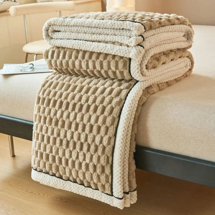 Sherpafleece-pledd med skymyk, noppete overflate