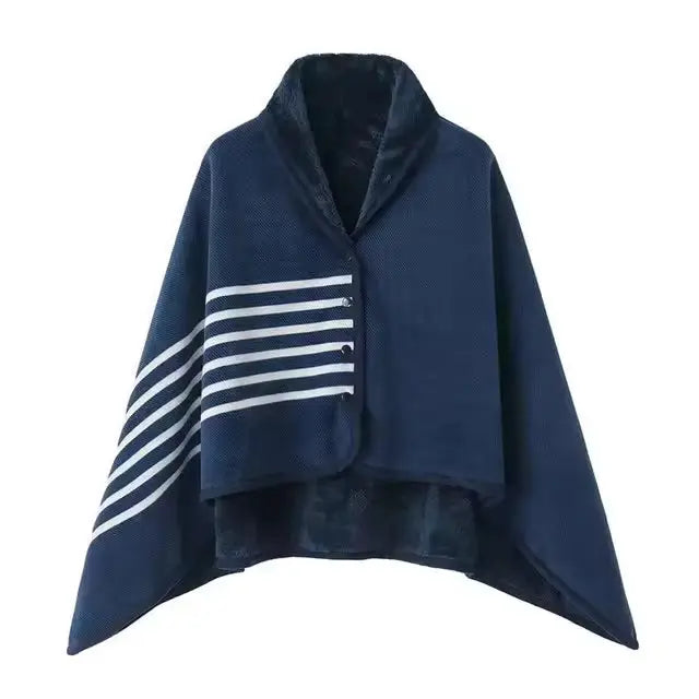 Koslund™ Rutete pledd med trykknapper – poncho, cape eller skjørt