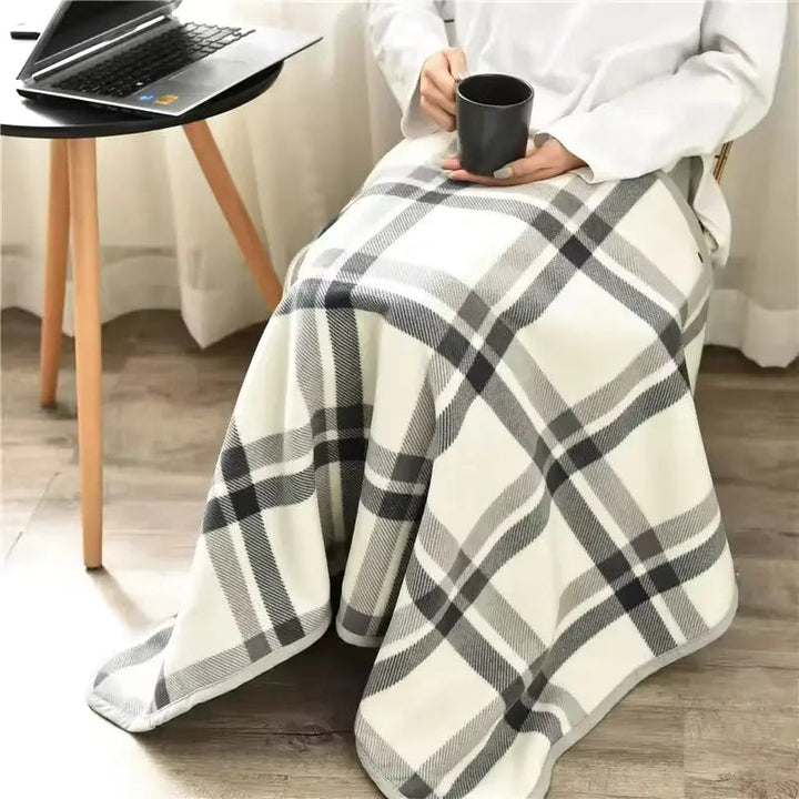 Koslund™ Rutete pledd med trykknapper – poncho, cape eller skjørt
