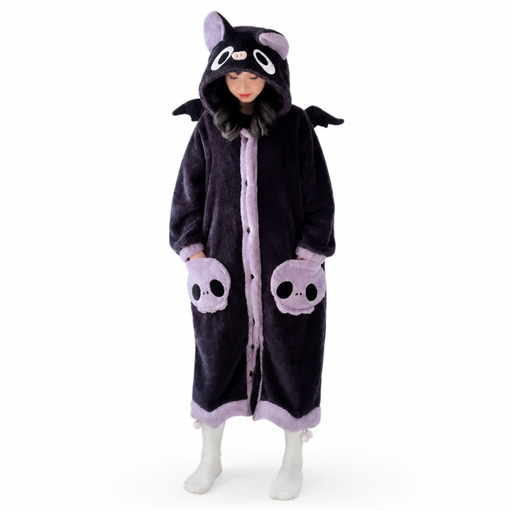 Koslund™ Bærbar fleecepledd-pyjamas med hette og lekne dyremotiv
