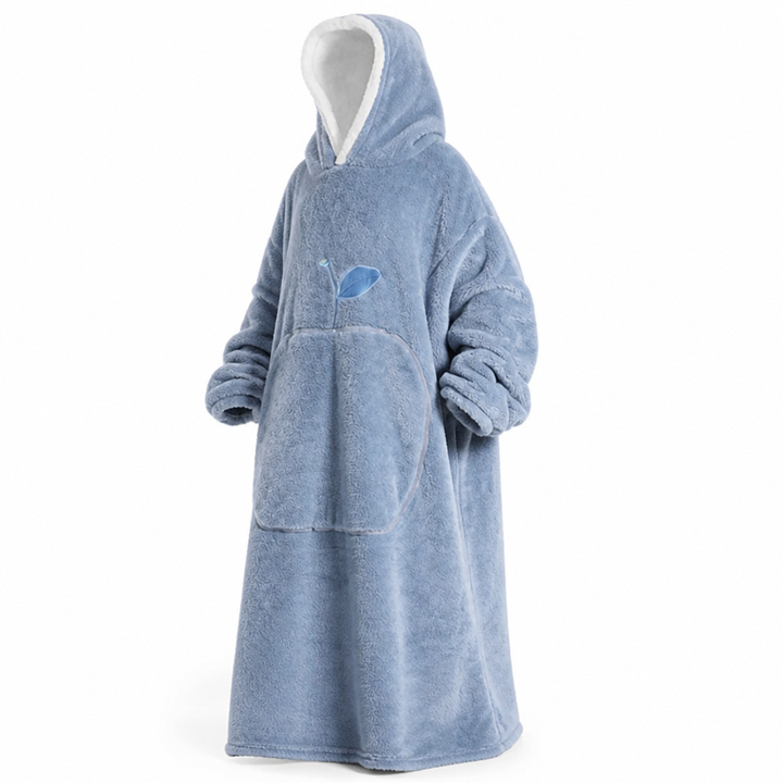 Oversized teppegenser i sherpafleece med ermer og lomme