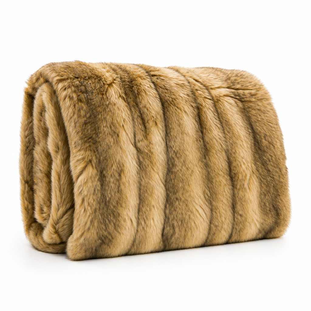 Koslund™ Fluffy pledd i kunstpels med forsterkede kanter