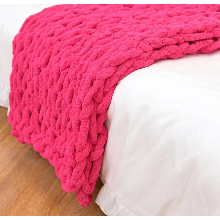 Koslund™ Grovstrikket pledd i chenille med store løkker