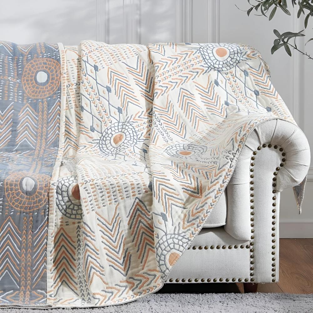 Koslund™ Vendbart plysjpledd til sofa og seng med to uttrykk