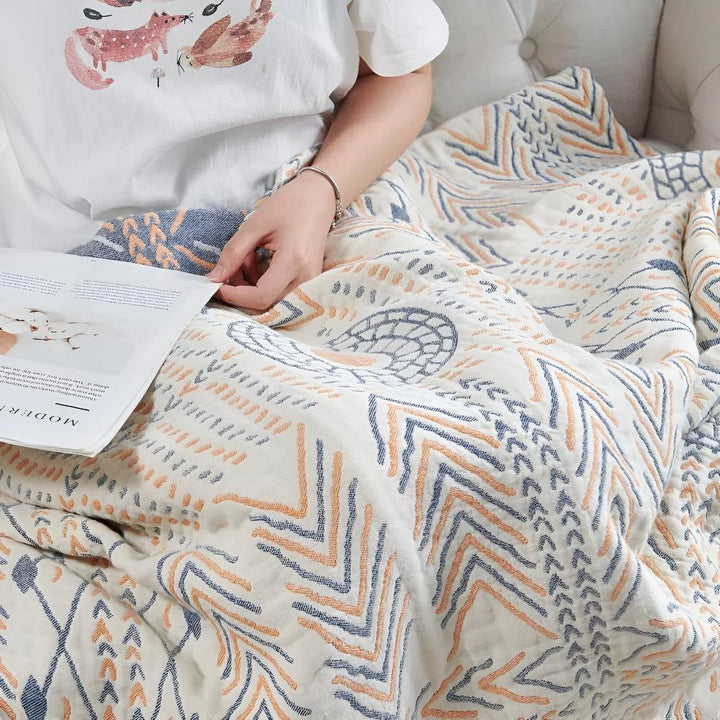 Koslund™ Vendbart plysjpledd til sofa og seng med to uttrykk