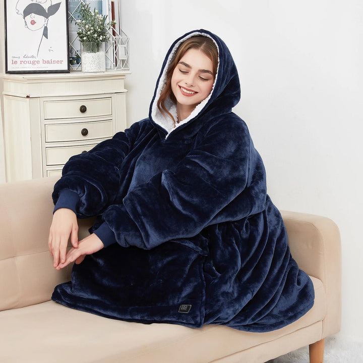 Koslund™ Varmehoodie i myk flanell med USB-varme