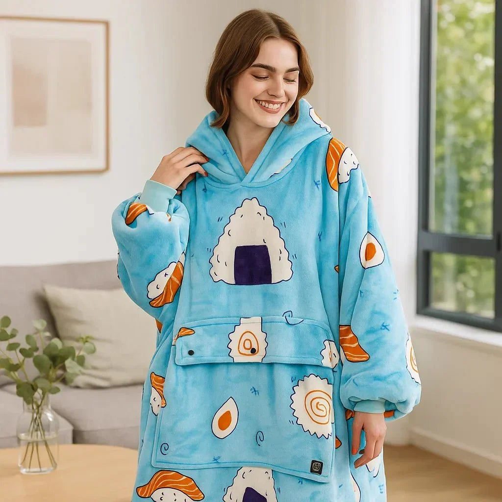 Koslund™ Varmehoodie i myk flanell med USB-varme
