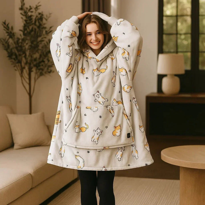 Koslund™ Varmehoodie i myk flanell med USB-varme