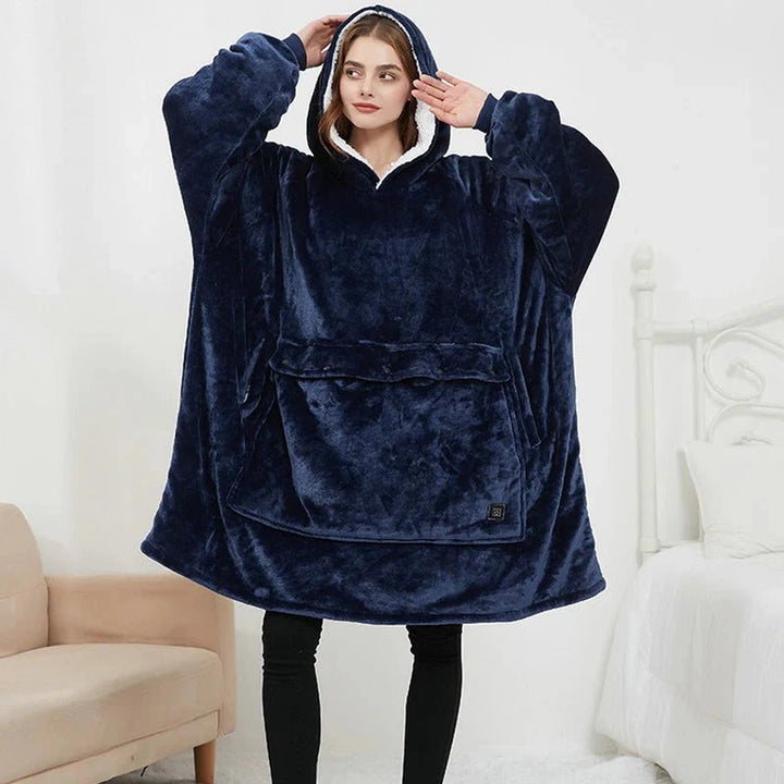 Koslund™ Varmehoodie i myk flanell med USB-varme