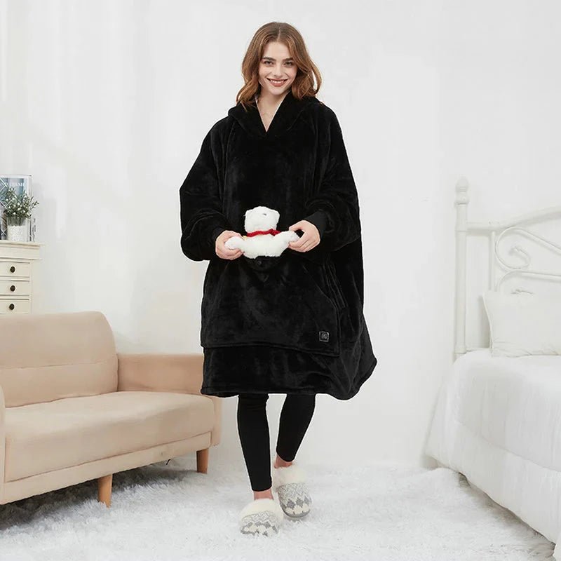 Koslund™ Varmehoodie i myk flanell med USB-varme