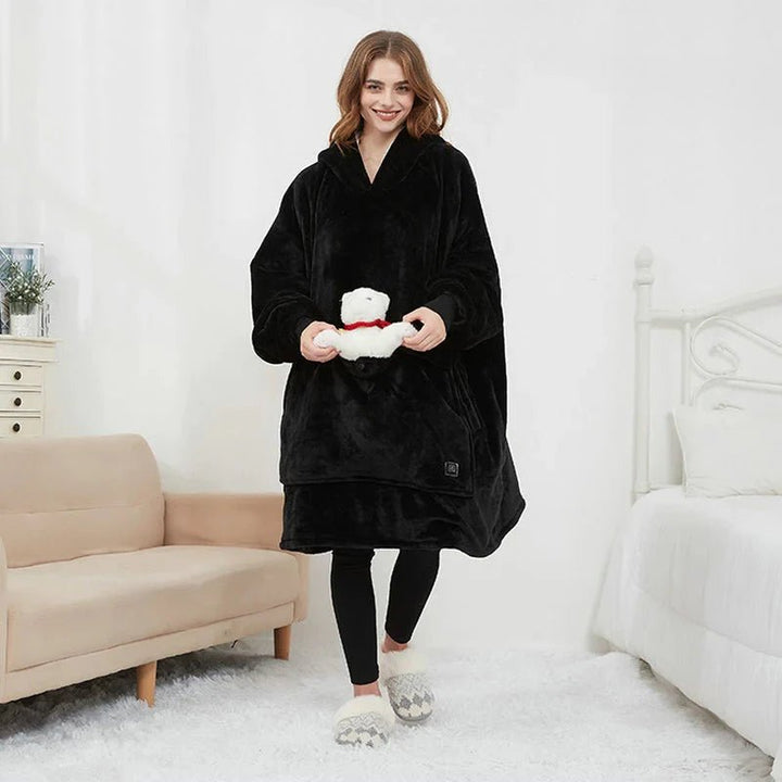 Koslund™ Varmehoodie i myk flanell med USB-varme